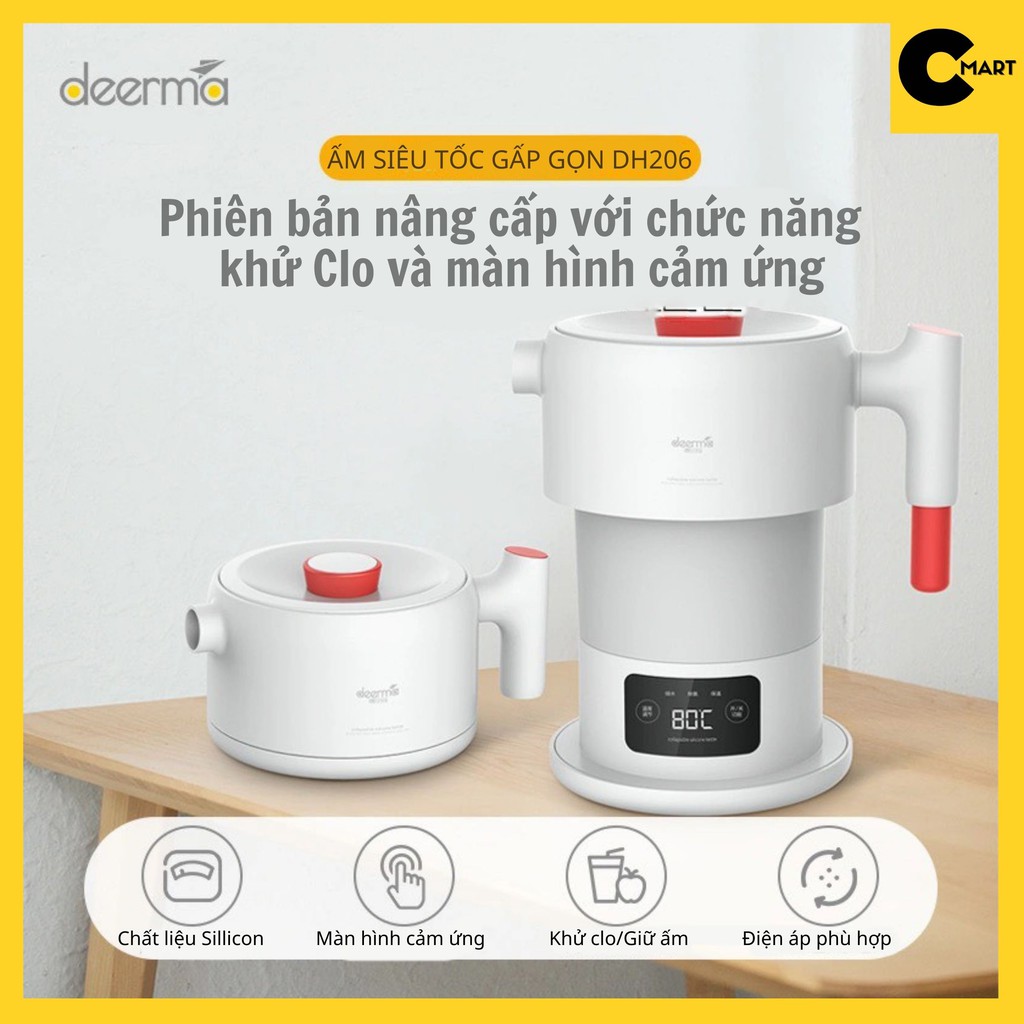 Ấm Siêu Tốc Gấp Gọn Deerma DH206-DH207 Dung Tích 0,6L [CMART GIA DỤNG TIỆN ÍCH]