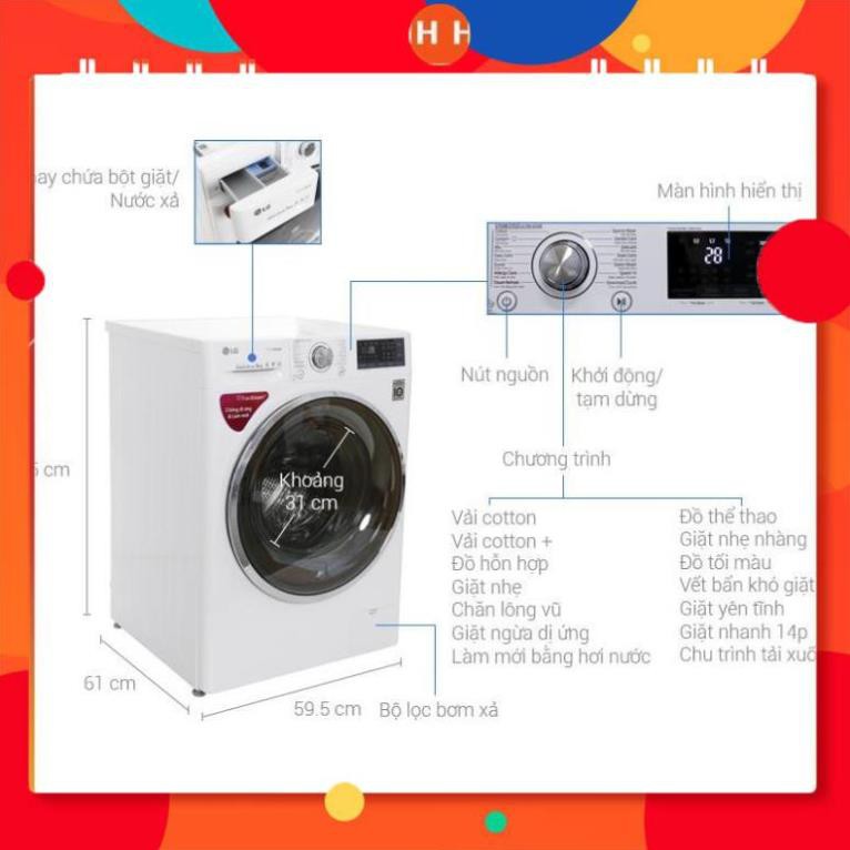 [ VẬN CHUYỂN MIỄN PHÍ KHU VỰC HÀ NỘI ] Máy giặt LG lồng ngang 9kg màu trắng FC1409S2W 24h