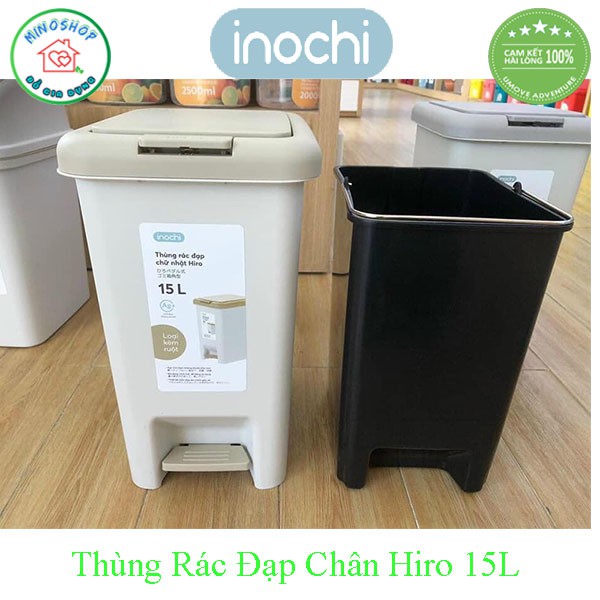 [4 Size] Thùng Rác Nhựa Đạp Chân Inochi Chữ Nhật 10L 15L 20L 30L, Thùng Đựng Rác Gia Đình, Văn Phòng Tiện Ích