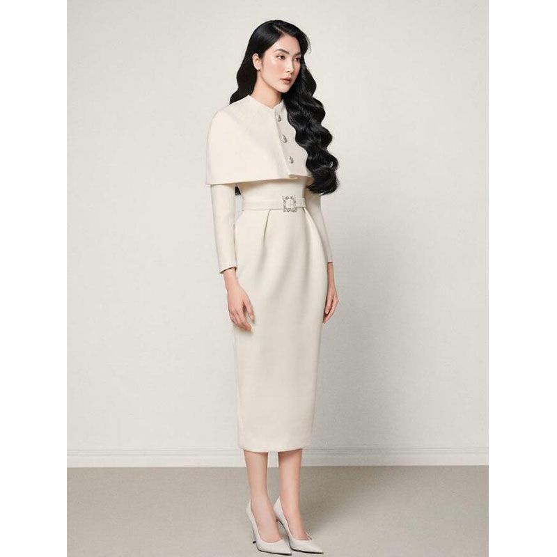 Sản Phẩm mới mùa thu!F &amp; X Set Đầm Chanel Phối Khăn Choàng Cổ Thanh Lịch Thời Trang Thu Đông 2022