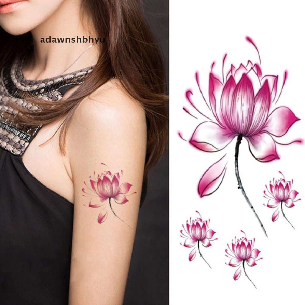 Hình Xăm Dán Tạm Thời Họa Tiết Hoa Sen Chống Thấm Nước