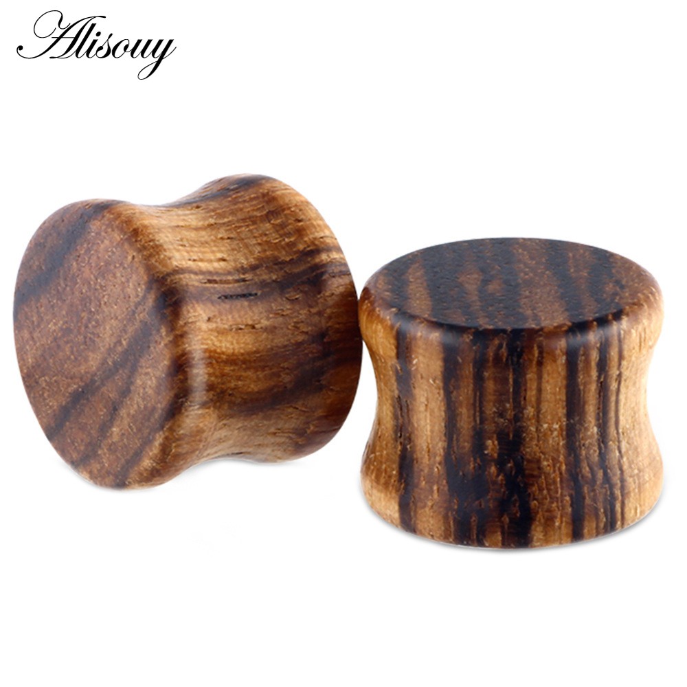Set 2 Khuyên Tai 6-25mm Bằng Gỗ Thời Trang Cá Tính