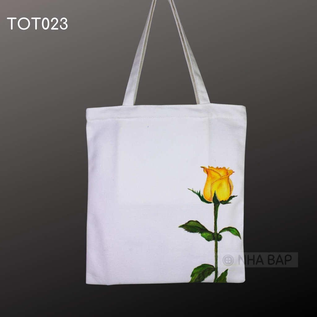 Túi đi học NHABAP có túi con dây kéo vừa A4 túi tote đen Vẽ Handmade giặt không phai túi tote đẹp làm quà tặng TOT014