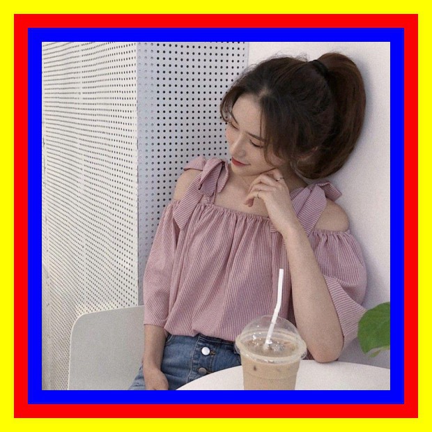 🎁 11254B1 Áo trễ vai cột nơ phong cách Hàn Quốc 🎁