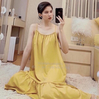 váy 2 dây đuôi cá cạt bèo chất đũi