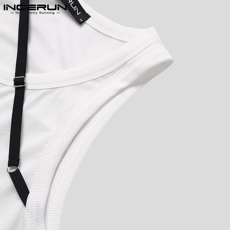 INCERUN Áo Tank Top Phối Dây Cột Thời Trang Mùa Hè Cho Nam Giới