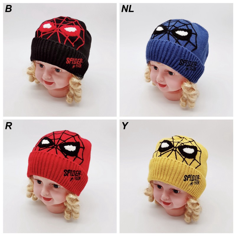 Nón Beanie đan len co giãn họa tiết spiderman sành điệu cho bé trai và gái