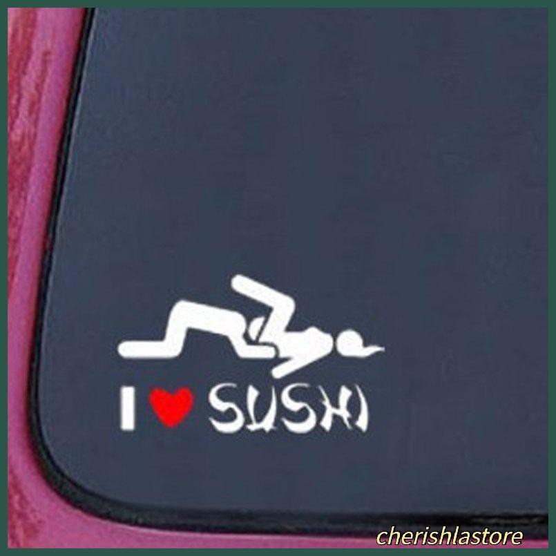 Decal Dán Trang Trí Xe Hơi Hình Sushi Và Chữ I Love Sushi