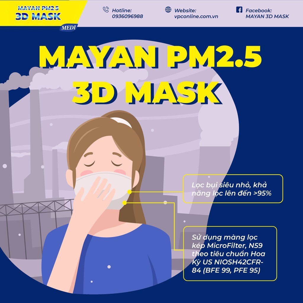 Combo 5 Gói Khẩu Trang 3D Mayan Mask- Khẩu Trang Y Tế Chống Bụi PM 2.5 Gói 5 Miếng Trẻ Em Cao Cấp Kháng Khuẩn