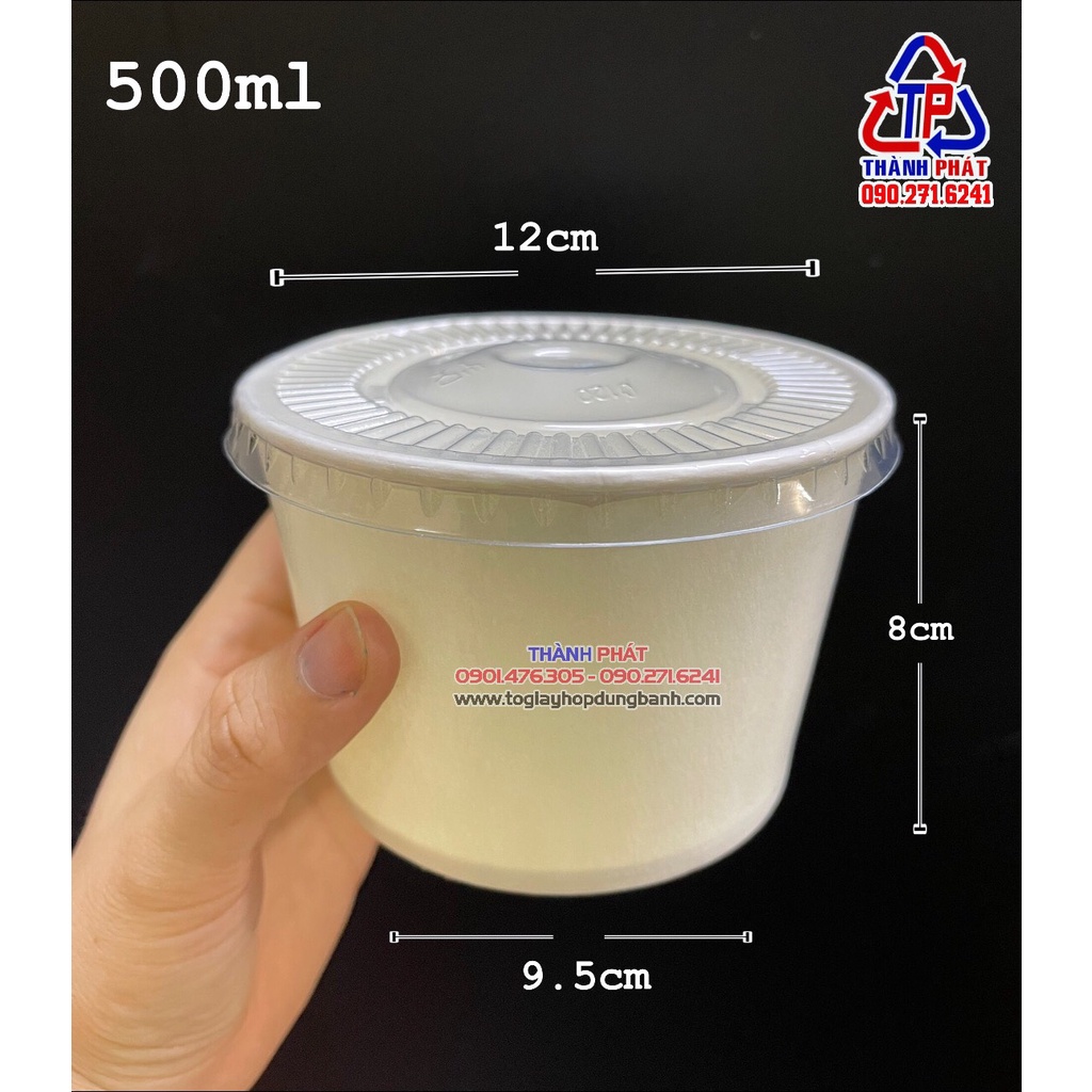 50 Tô giấy trắng 500ml dùng đựng súp, canh , lẩu ly