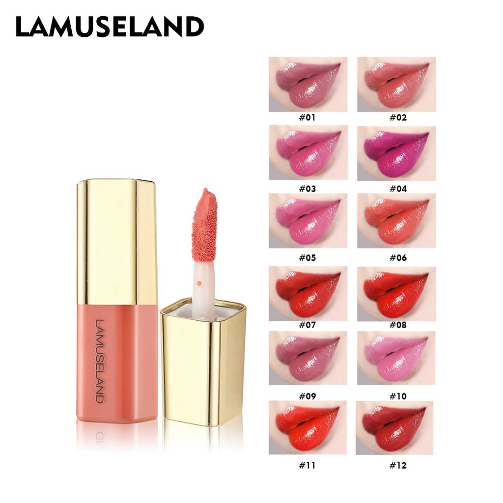 Son môi bóng Lamuseland LA0005 3.5g kích thước nhỏ cho lớp son mịn màng lâu trôi chống thấm nước