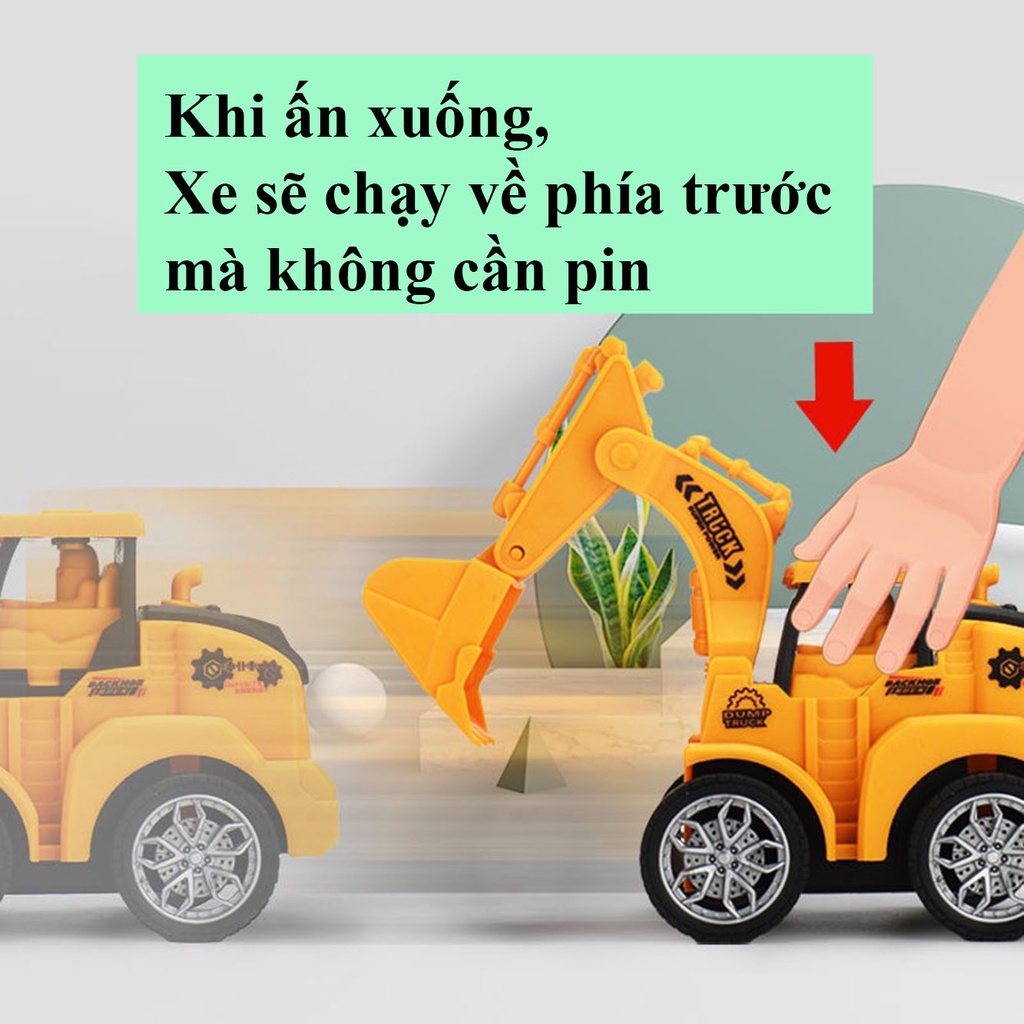 Xe ô tô đồ chơi chạy cót dạng ấn - 8 xe công trường - Đồ chơi trẻ em trí tuệ