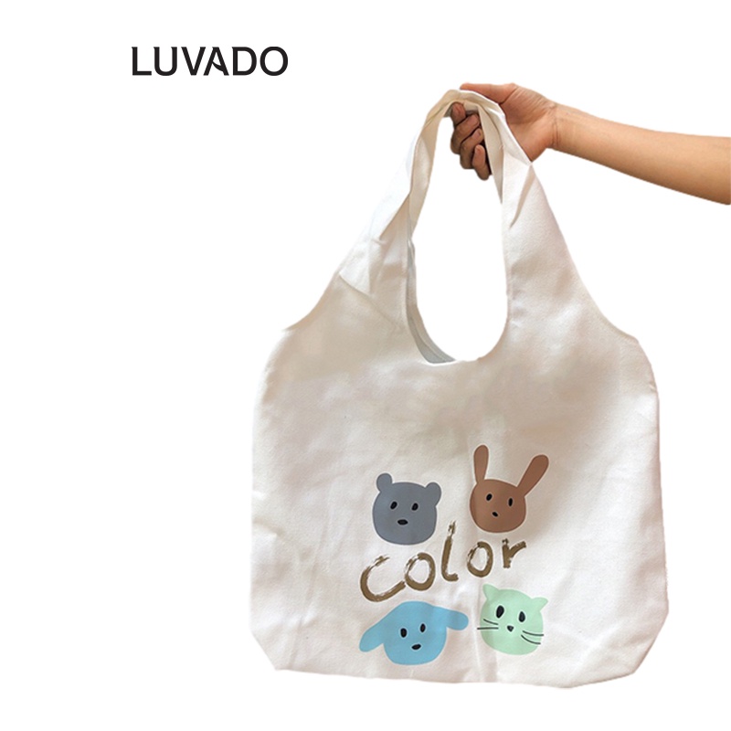 Túi tote đẹp vải canvas đeo chéo mềm đi học giá rẻ LUVADO TX753