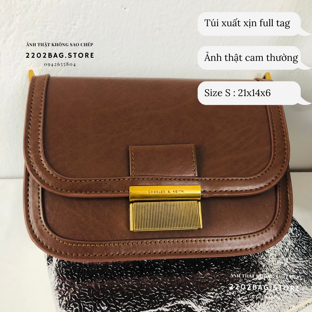 Túi xuất xịn CnK mẫu kinh điển 2 ngăn đơn giản cho nữ đeo chéo da PU trơn cao cấp charles ảnh video tự quay