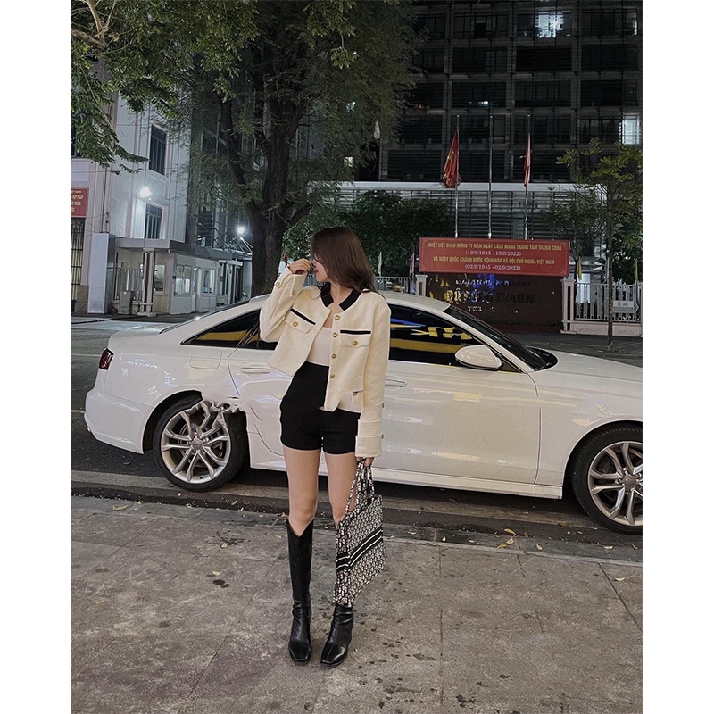 Áo Dạ Tweed Dáng Croptop Cổ Đức Tay Phối Sang Chảng Hàng Loại 1 Ak0010-Vin_store168