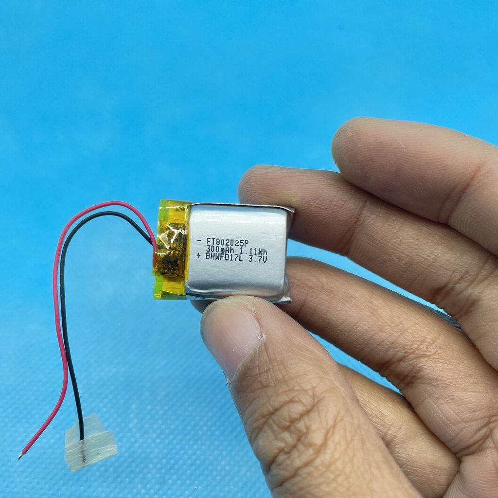 Pin lipo 1s 3.7v 300mah  802025 có mạch bảo vệ