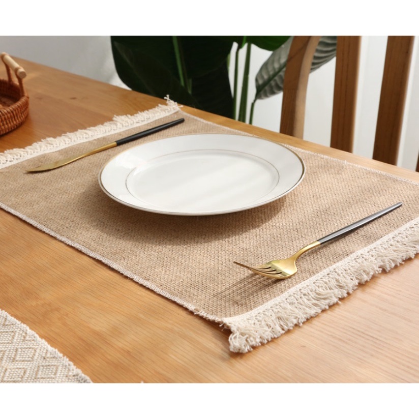 [30*45cm] Thảm đay dệt, tấm lót bàn ăn hình chữ nhật trang trí decor phòng bếp kiểu Âu [LC018 - LC020]