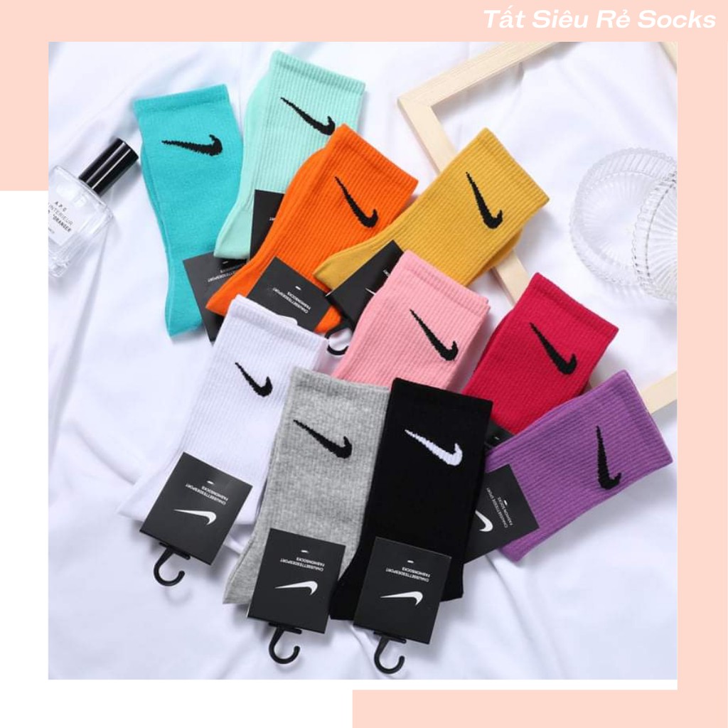 Tất Vớ Unisex Phong Cách Thể Thao In Logo NK Cổ Cao