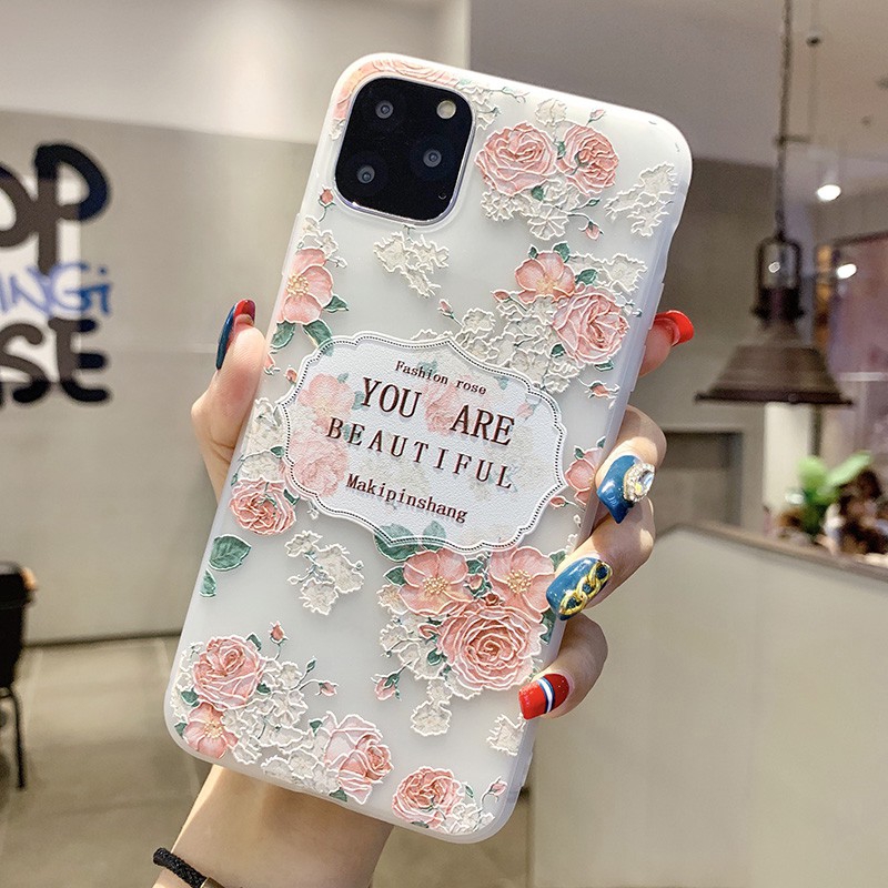 Ốp lưng iphone hoa hồng 3D in nổi you are beautiful đẹp /6/6plus/6s/6s plus/6/7/7plus/8/8plus/x/xs/xs max/11/11 pro/11 p