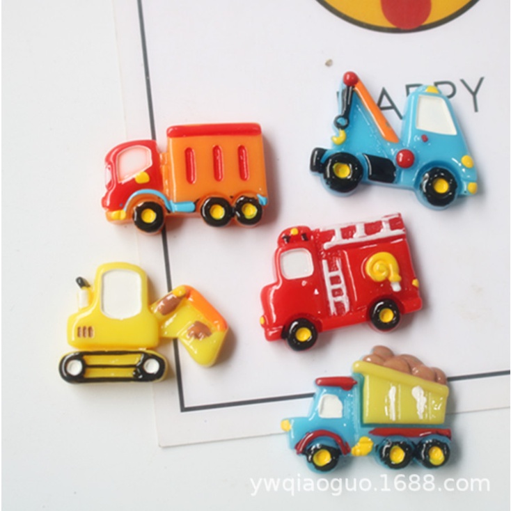 Sticker gắn dép sục Crocs các mẫu phương tiện giao thông xe tải, cẩu xúc, cứu hỏa