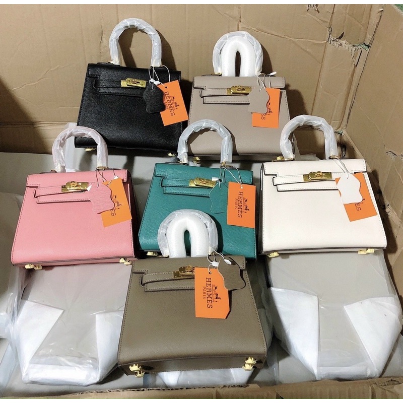 Túi Chữ H size 21 dáng cao tag bạc và tag vàng 89014#