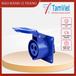 Ổ cắm điện công nghiệp 1 pha, ổ cắm điện gắn âm 16a, 32a 3 chấu 220v