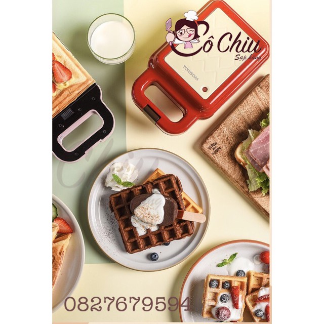 Máy nướng bánh mì sandwich máy ép bánh mì làm bánh ăn waffle - Bánh cá Torsom