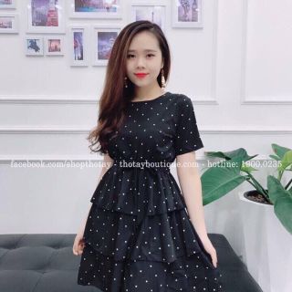 Đầm chấm bi 3 tầng