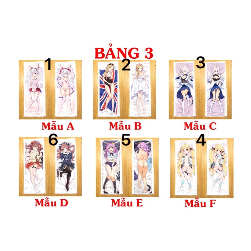 Gối ôm dài GAME AzurLane 2 mặt ảnh 40cm x 1m/ Gối ngủ Azur Lane