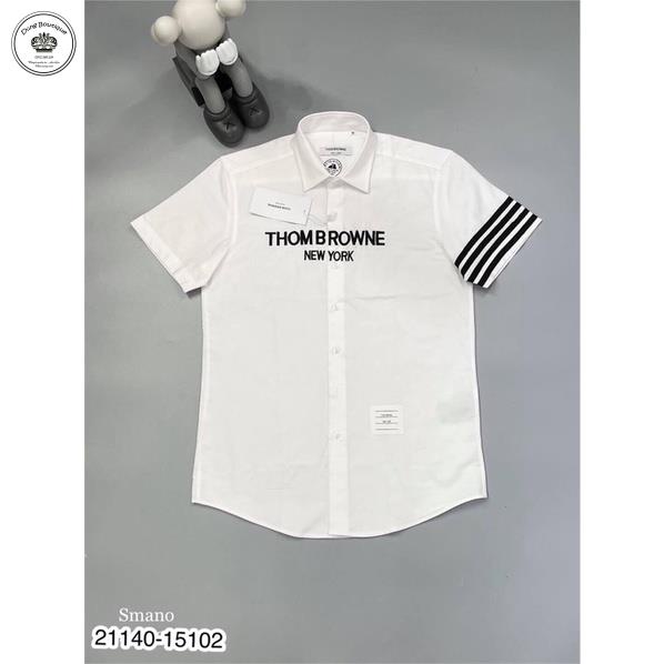 Áo sơ mi cộc nay nam Thome Browne kẻ 3 sọc tay-Sơ mi trắng nam hot hit