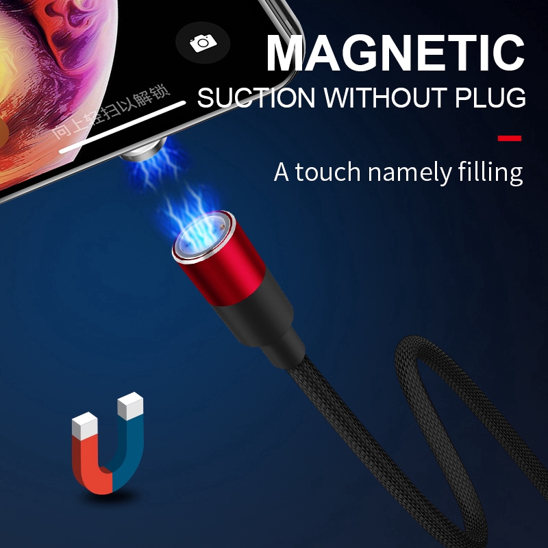 Bộ dây cáp sạc nhanh từ tính kiêm truyền dữ liệu + giắc cắm Micro USB Type C QC 3.0 3A cho IP