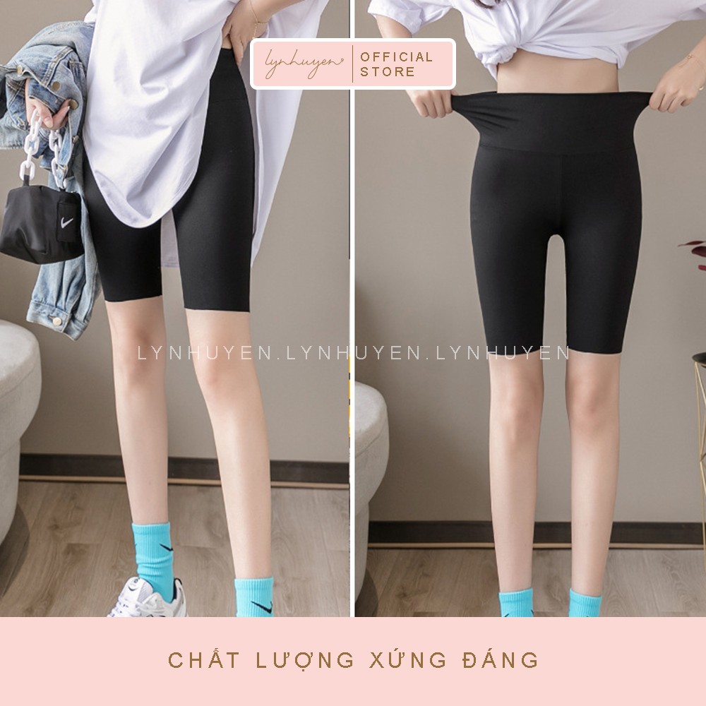Quần Legging Lửng Đùi Nữ Nâng Mông Cạp Cao Lynhuyen Màu Đen Q007