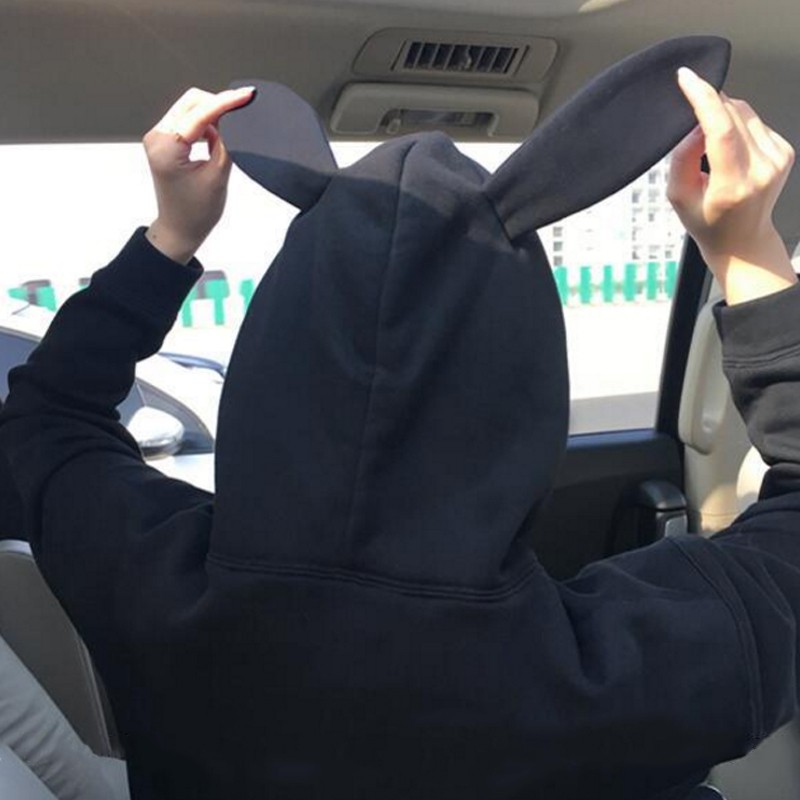 Áo Hoodies Nón Phối Tai Thỏ Thiết Kế Dáng Rộng Thoải Mái