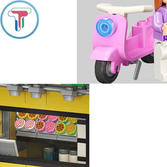 Đồ chơi lắp ráp tiệm bán đồ ăn vặt, bánh mì, cà phê 399 mảnh ghép