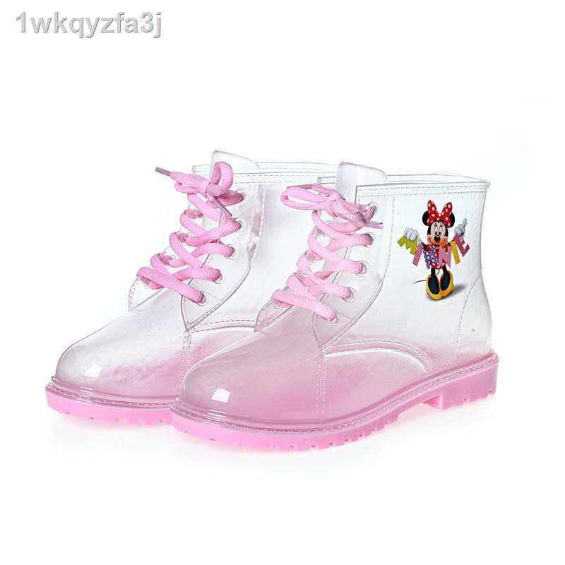 giày xinhdép siêu nhẹ☞Giày đi mưa trẻ em Disney, chống nước cho bé, ủng Martin, cao su trượt bé trai, em, thời tr