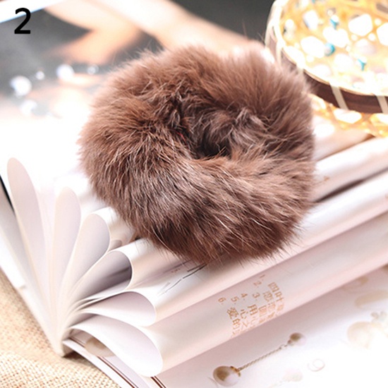 Dây buộc tóc lông mềm màu trơn thời trang