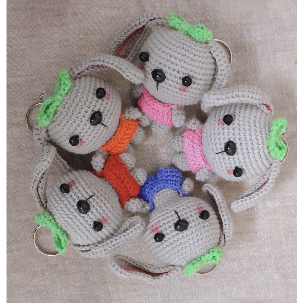Móc khoá đầu các thú đáng yêu làm bằng len,móc len thú chibi nhồi bông đáng yêu gấu thỏ mèo quà tặng handmade tự làm