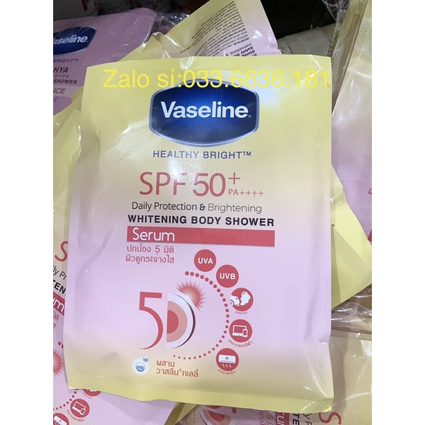 tắm trắng da  toàn thân  vaseline Thái Lan dạng bịch 120g có 3 gói (trắng toàn thân)