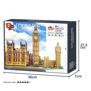 Leji 8190 ( lắp ghép kiến trúc tháp đồng hồ big ben the elizabeth tower gạch nano 3466 mảnh )