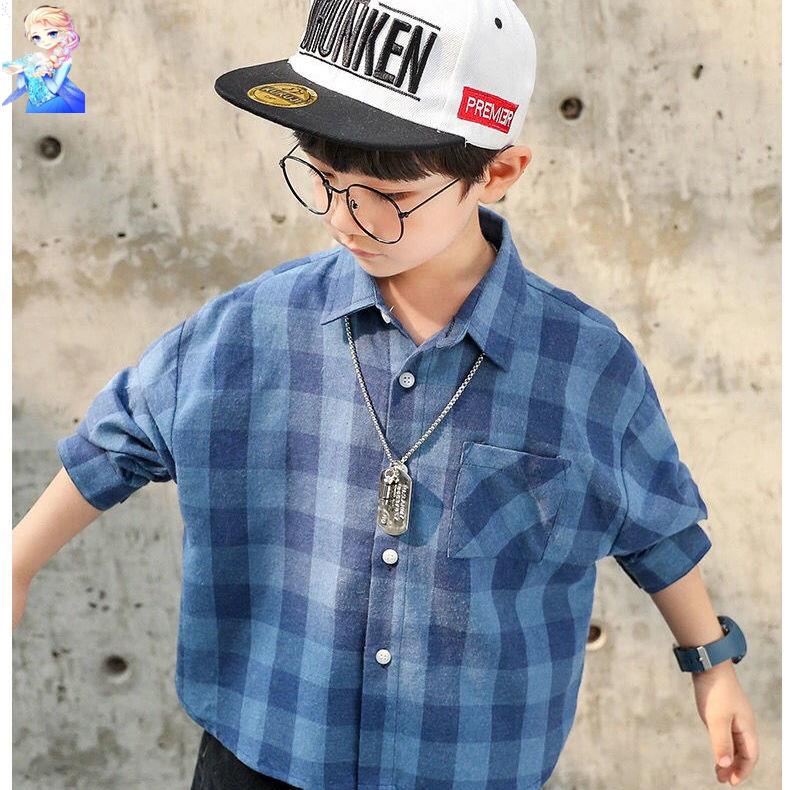 Áo Sơ Mi Cotton Tay Dài Kẻ Sọc Thời Trang Xuân Thu Dành Cho Bé Trai 2022