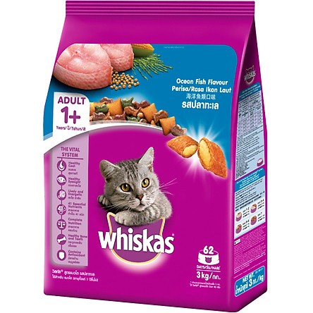 THỨC ĂN MÈO WHISKAS VỊ CÁ BIỂN TÚI 3KG