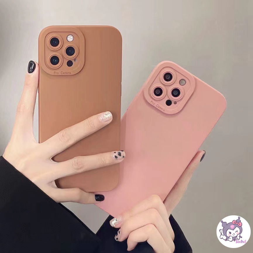 Ốp điện thoại TPU mềm chống sốc bảo vệ máy ảnh màu trơn thích hợp cho iPhone 13 12 11 Pro Max 7 8 6 6s Plus SE 2020