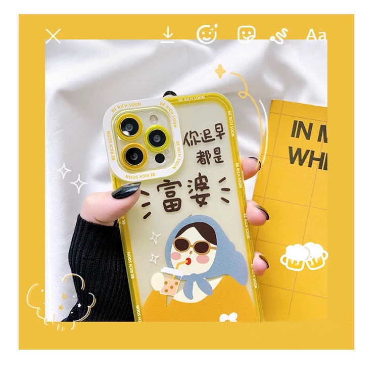 Ốp điện thoại trong suốt họa tiết cô gái thích hợp cho IPhone 11 12 13Pro Max XR XsMax 7 8 Plus SE 2020 Sh55fs
