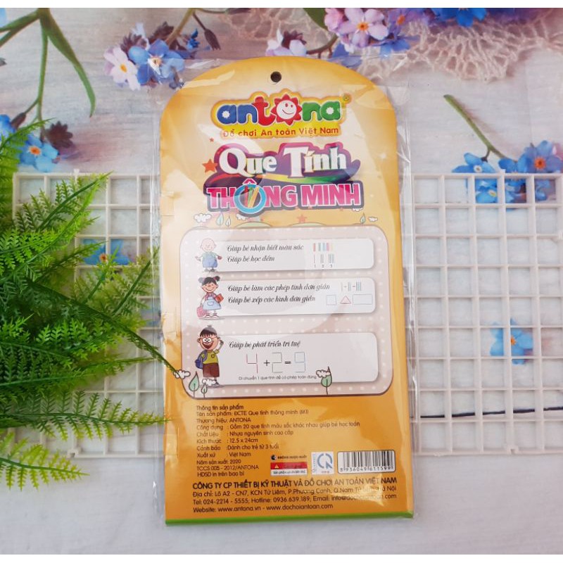 Que tính thông minh học sinh 20 cây 5 màu giúp bé học đếm làm toán 12,5x24cm