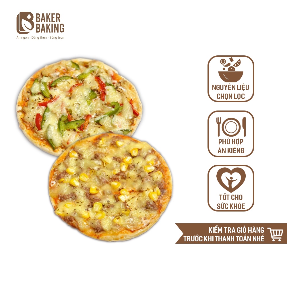 Bánh pizza nguyên cám healthy Baker Baking không chất bảo quản dành cho người ăn kiêng, eatclean