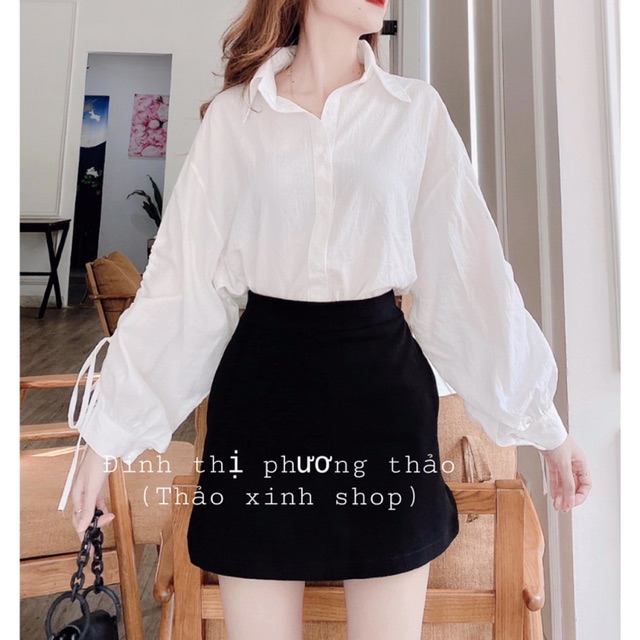 áo sơmi trắng oversize form rộng tay phồng rút dây (ảnh thật) | BigBuy360 - bigbuy360.vn