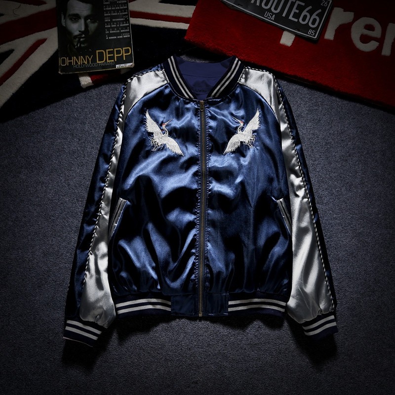 Áo Khoác Nhẹ Bomber Nam Nữ Khóa Kéo In Hình Hạc Trắng Kiểu Dáng Hàn Quốc Thanh Lịch AO KHOAC NAM 9000040 | BigBuy360 - bigbuy360.vn