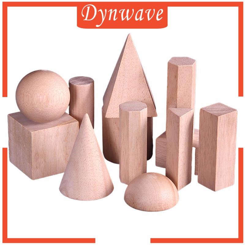 12pcs Kids Wood Geometric Solids Shapes Bricks Learning Educational Toys