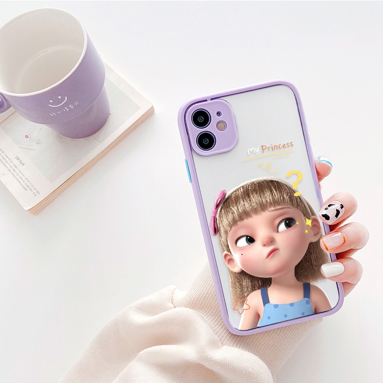 Ốp lưng iphone Baby Girl nhám viền nổi cong 5/5s/6/6plus/6s/6splus/7/7plus/8/8plus/x/xr/xs/11/12/pro/max/plus/promax