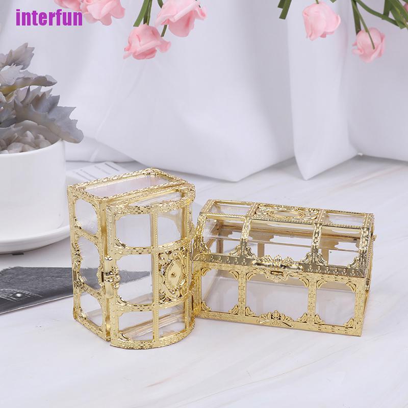 1 hộp đựng kẹo hình rương kho báu màu vàng